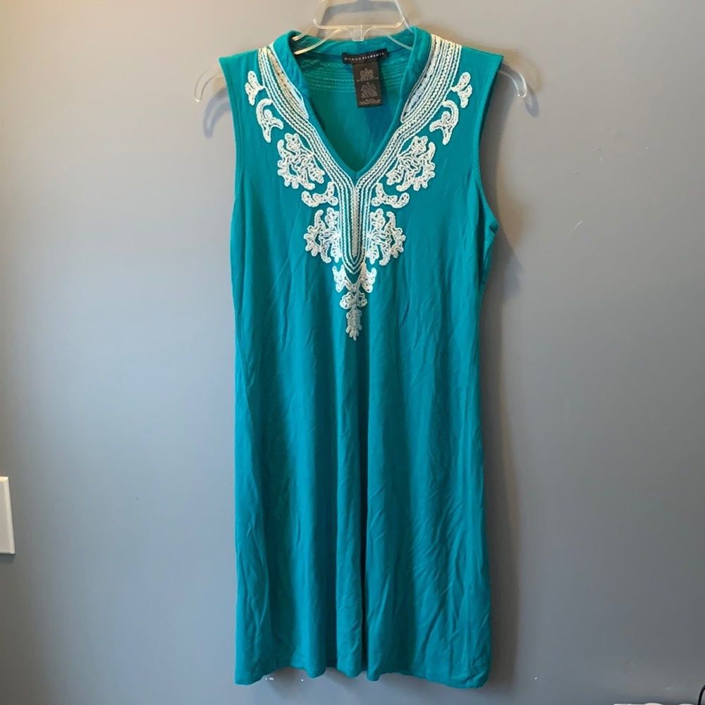 Grace Elements Turquoise Embroidered Dress Size M… - image 1
